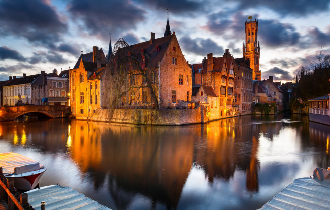 Обои картинки фото brugge, города, брюгге , бельгия, канал, мост, здания