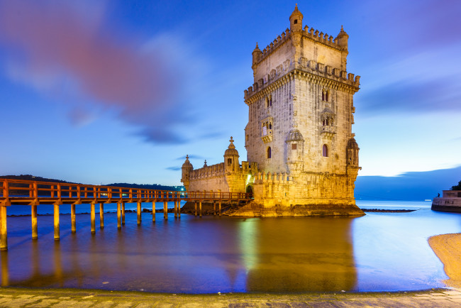 Обои картинки фото belem tower in lisbon, города, лиссабон , португалия, крепость, башня