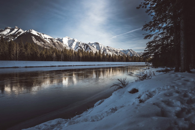 Обои картинки фото природа, реки, озера, река, зима, лес