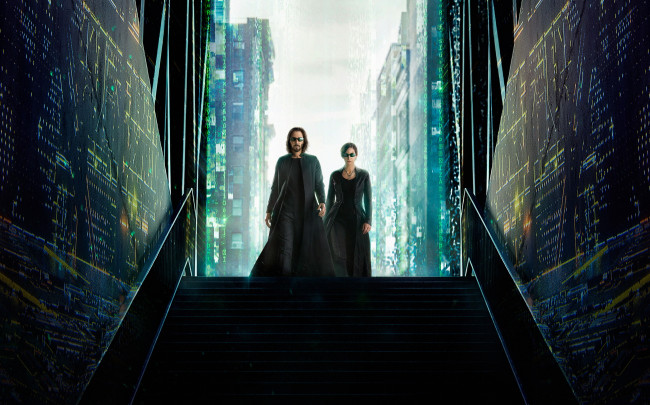 Обои картинки фото the matrix resurrections ,  2021 , кино фильмы, the matrix,  resurrections, матрица, воскрешение, фантастика, кэрри, энн, мосс, боевик, киану, ривз