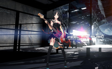 Картинка аниме on девушка гитара рендеринг надпись стекло
