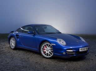 обоя автомобили, pontiac, uk-spec, coupe, 911, porsche, turbo, 2009, синий, 997