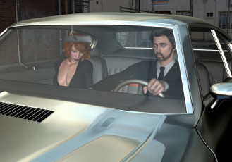 Картинка 3д+графика people+ люди автомобиль женщина мужчина