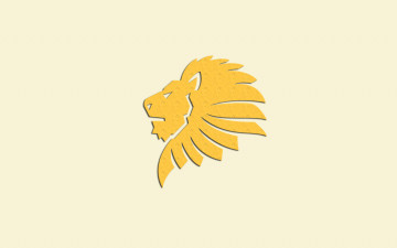 Картинка рисованные минимализм лев lion голова желтый светлый фон