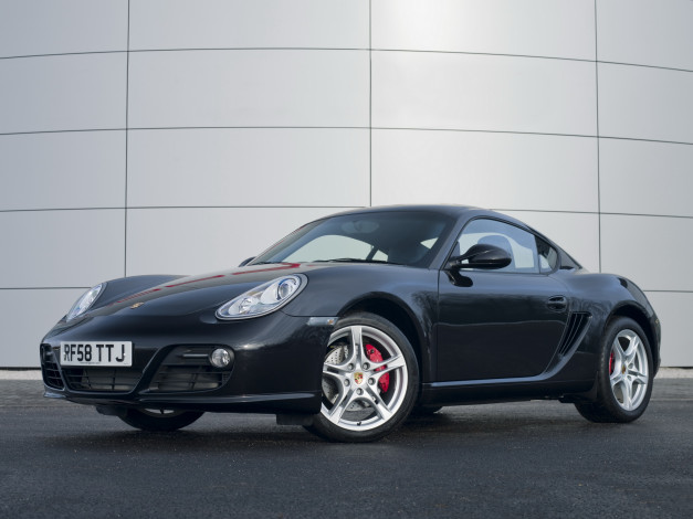 Обои картинки фото автомобили, porsche, 2009г, 987c, uk-spec, cayman, s