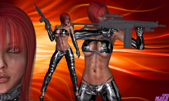 Обои картинки фото 3д графика, fantasy , фантазия, девушки, оружие
