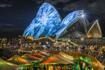 Картинка sydney+opera+house города сидней+ австралия опера здание площадь ночь