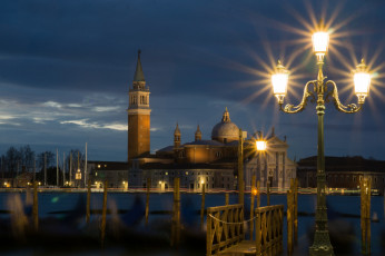 Картинка venice города венеция+ италия огни фонарь канал ночь