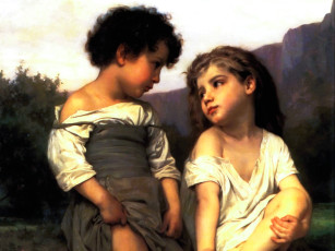 Картинка adolphe-william+bouguereau рисованное дети горы деревья