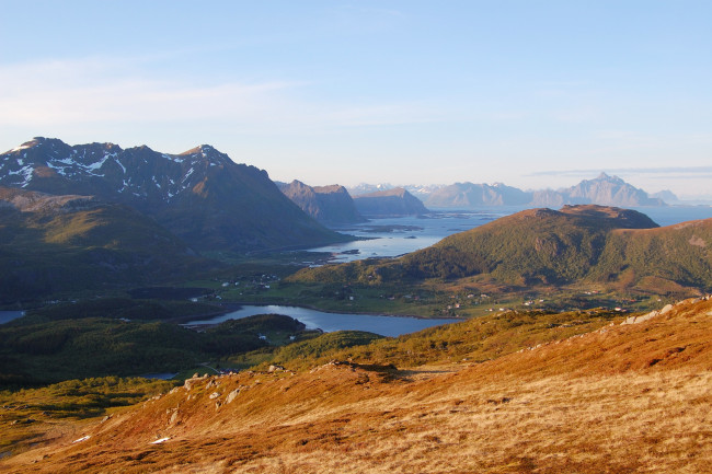 Обои картинки фото lofoten, норвегия, природа, горы, фьорд, озеро