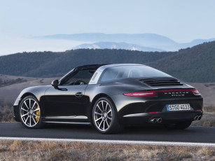 обоя автомобили, porsche, 911, targa, 4s, 991, 2014, темный