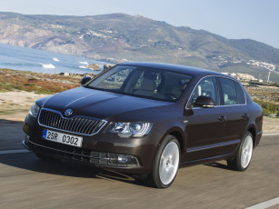 обоя автомобили, skoda, superb, laurin, klement, 2013, темный