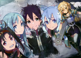 обоя аниме, sword art online, персонажи