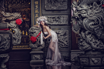 Картинка девушки -unsort+ азиатки азиатка модель поза платье наряд скульптуры стиль