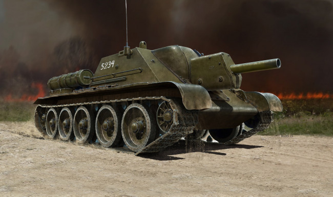 Обои картинки фото рисованное, армия, фон, танк
