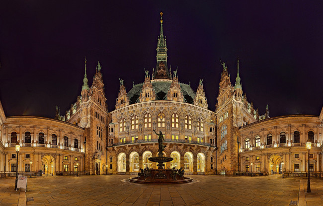 Обои картинки фото hamburger rathaus, города, гамбург , германия, дворец, площадь