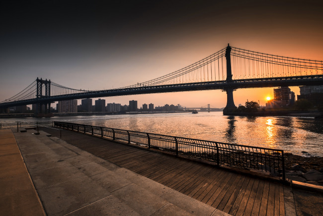 Обои картинки фото brooklyn, города, нью-йорк , сша, рассвет, мост