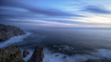 Картинка природа побережье португалия скалы пейзаж море закат