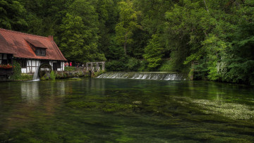 Картинка природа реки озера j источник блау в южной германии blautopf