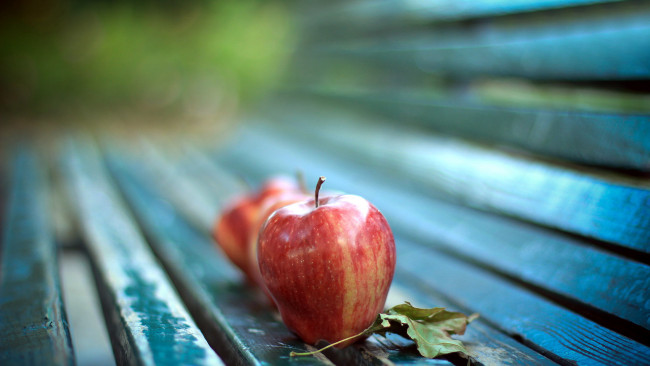 Обои картинки фото еда, Яблоки, боке, яблоки, осень