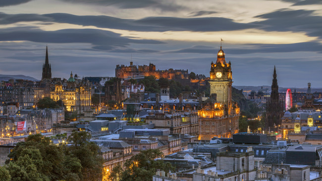 Обои картинки фото edinburgh,  scotland, города, эдинбург , шотландия, ночь, огни