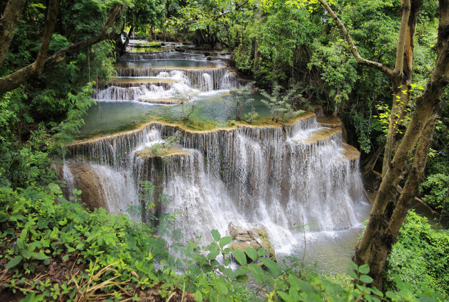 Обои картинки фото природа, водопады, джунгли, водопад, хуай, мае, хамин, таиланд, канчанабури