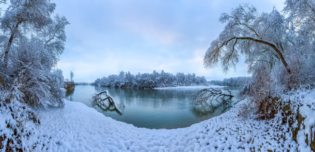 Обои картинки фото природа, реки, озера, россия, ставропольский, край, река, терек, зима, снег, деревья