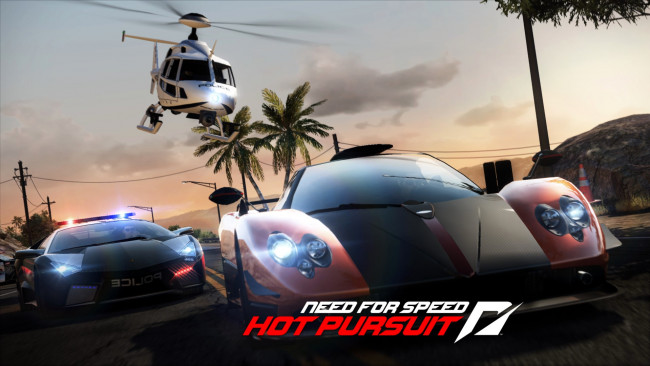 Обои картинки фото видео игры, need for speed,  hot pursuit, машины, скорость, вертолет