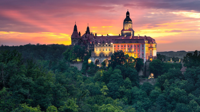 Обои картинки фото ksiaz castle, poland, города, замки польши, ksiaz, castle