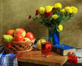 обоя еда, натюрморт, цветы, фрукты