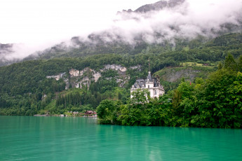Картинка замок лакефронт швейцария города дворцы замки крепости озеро лес