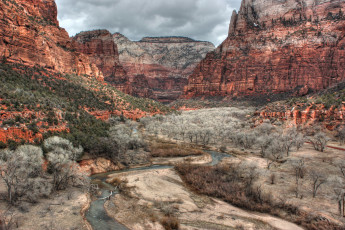 обоя zion, national, park, usa, utah, virgin, river, природа, горы, река