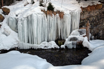 Картинка пейзаж природа зима сосульки снег река