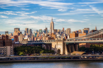 Картинка new york city города нью йорк сша manhattan манхэттен brooklyn bridge бруклинский мост