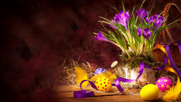 Картинка праздничные пасха яйца крокусы