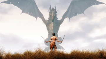 Картинка the elder scrolls skyrim видео игры дракон трава