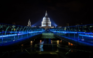 Картинка город города лондон великобритания millenium bridge мост англия темза ночь