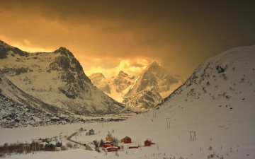 Картинка пейзаж природа горы закат дома