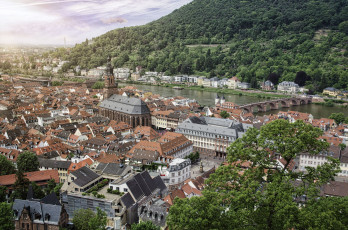 Картинка heidelberg города -+панорамы крыши река