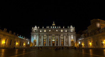 Картинка города -+католические+соборы +костелы +аббатства огни ватикан площадь святого петра собор ночь