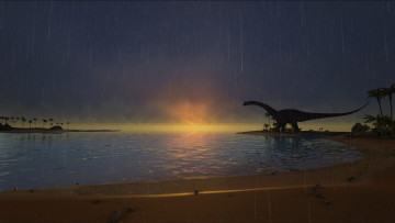 обоя видео игры, ark,  survival evolved, динозавр, озеро
