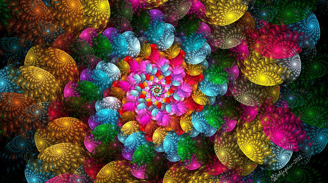 Обои картинки фото 3д графика, фракталы , fractal, Яркий, красочный, спиральный, абстрактный, рисунок