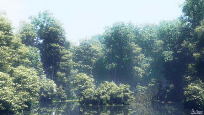 Обои картинки фото 3д графика, природа , nature, река, лес