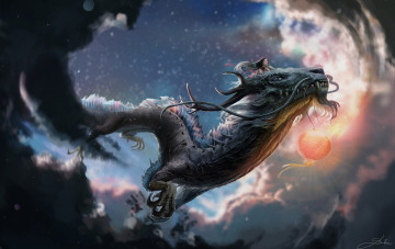 Картинка фэнтези драконы дракон девушка