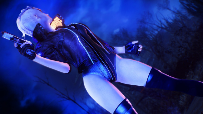 Обои картинки фото видео игры, cyberpunk 2077, девушка, фон, униформа, пистолет