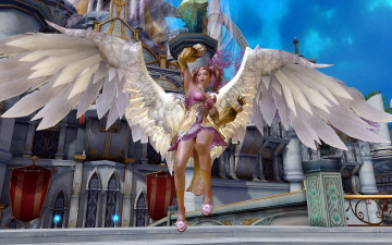 Картинка видео+игры aion девушка ангел дворец