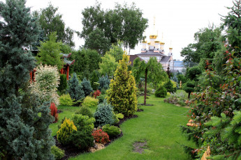 обоя города, - православные церкви,  монастыри, ботанический, сад, новая, москва, россия, московские, сады, церковь