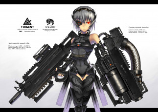 Картинка аниме weapon blood technology девушка оружие