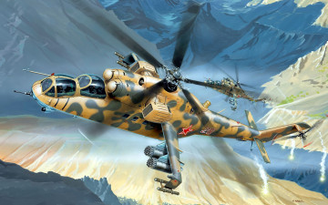 Картинка ми 24 авиация 3д рисованые graphic советский российский транспортно боевой вертолет