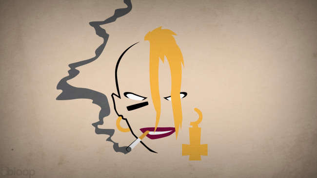 Обои картинки фото рисованные, минимализм, девушка, сигарета, tankgirl